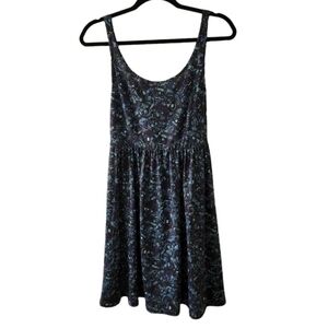Hot Topic Sugar Skull Print Black Blue Purple Skater Dress Day of the Dead